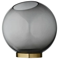 Hot AYTM - Globe vase/krukke med fod - large - sort/messing