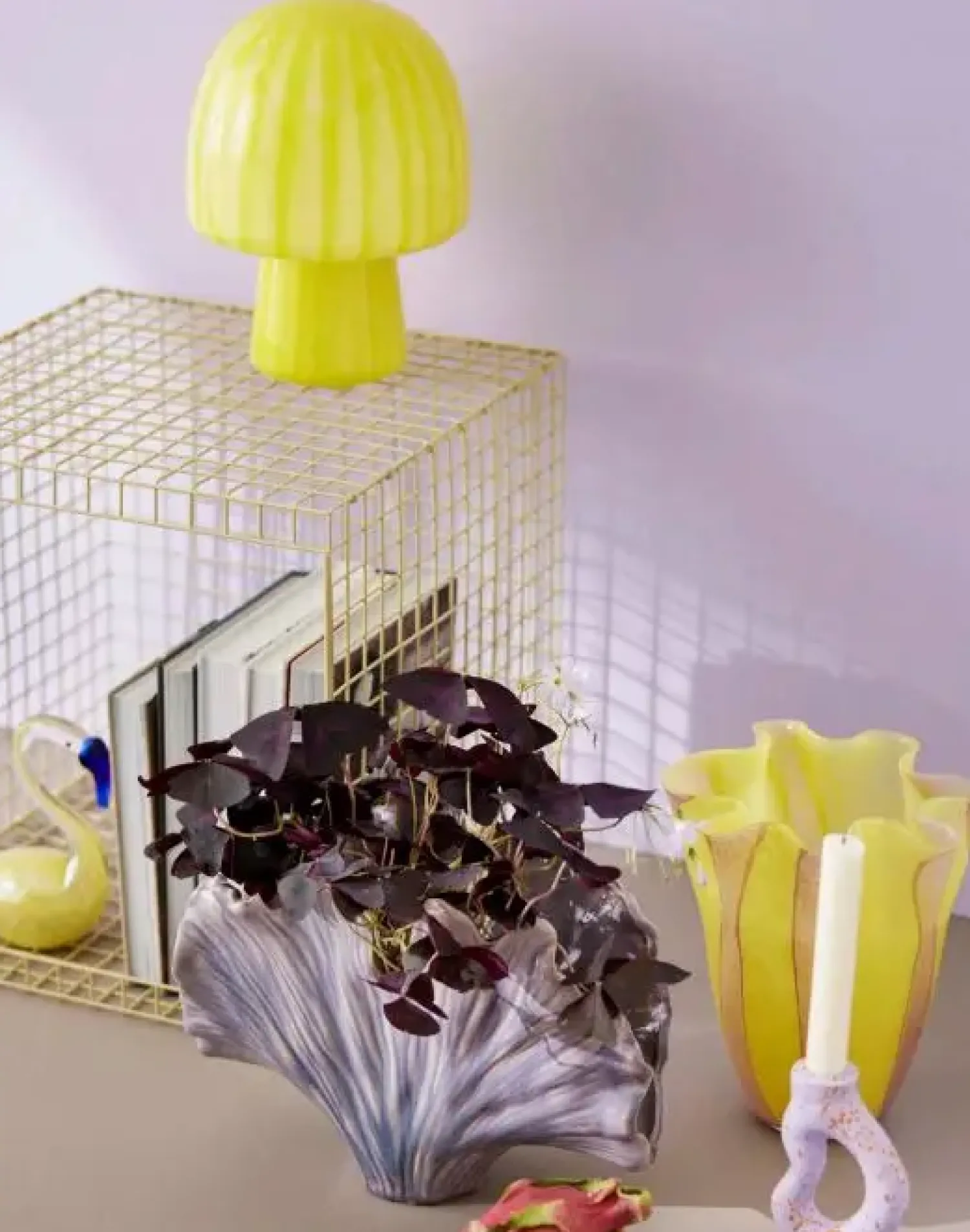 Outlet Bahne - Funghi bordlampe med striber - Gul