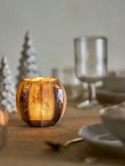 Clearance Bloomingville - Felecia Fyrfadsstage, Guld, Genanvendt Glas