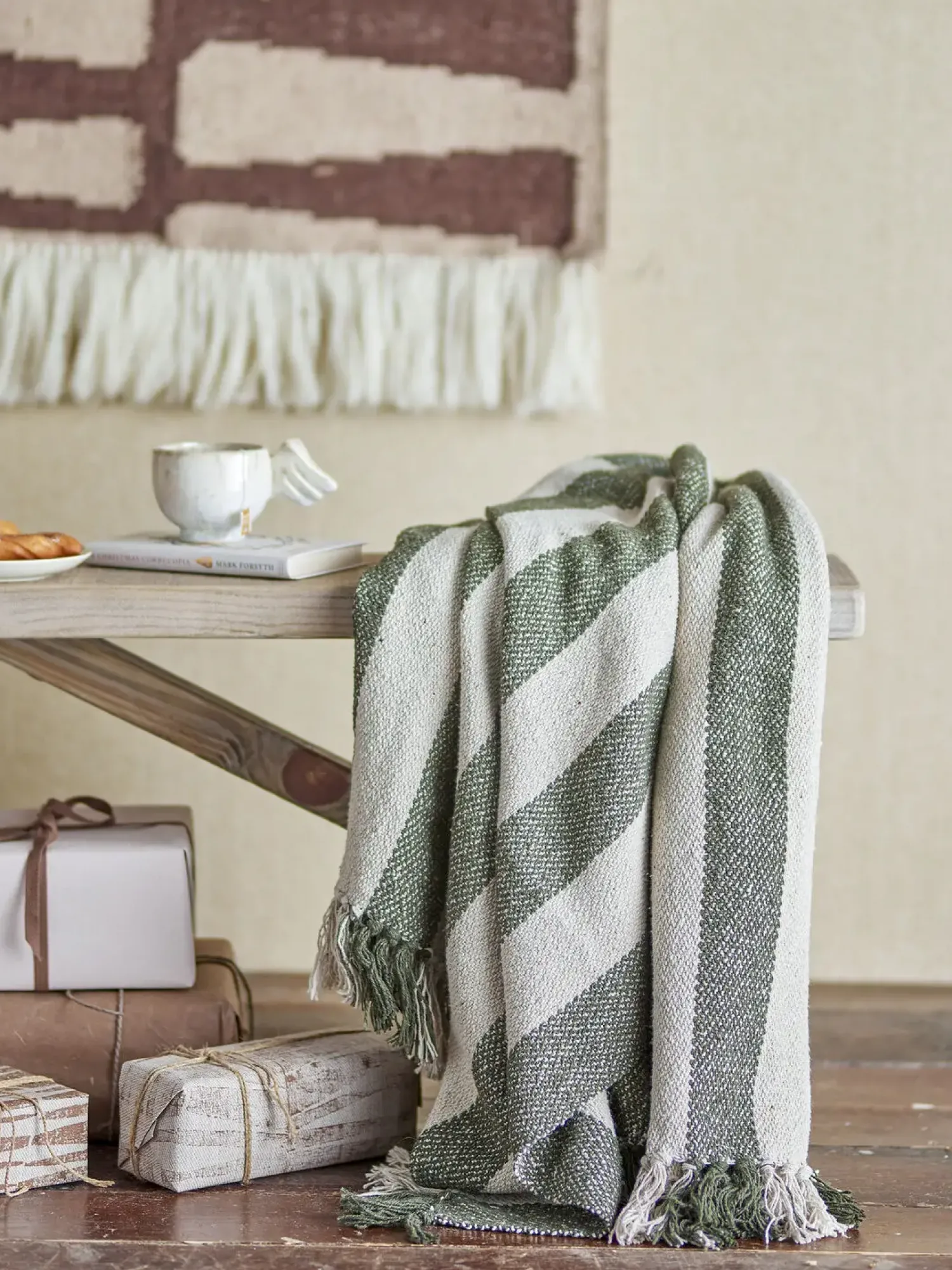 Best Bloomingville - Jodina Plaid, Grøn, Genanvendt Bomuld