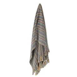 Clearance Bloomingville - Lazzario Plaid, Blå, Genanvendt Bomuld