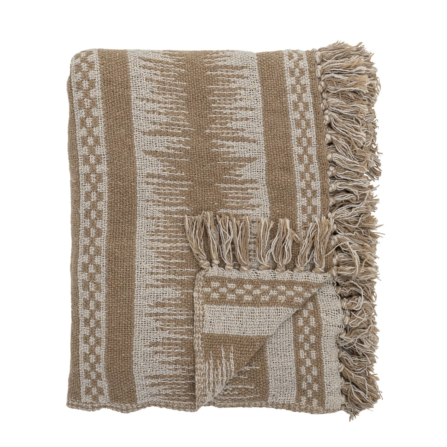 Discount Bloomingville - Marmi Plaid, Brun, Genanvendt Bomuld