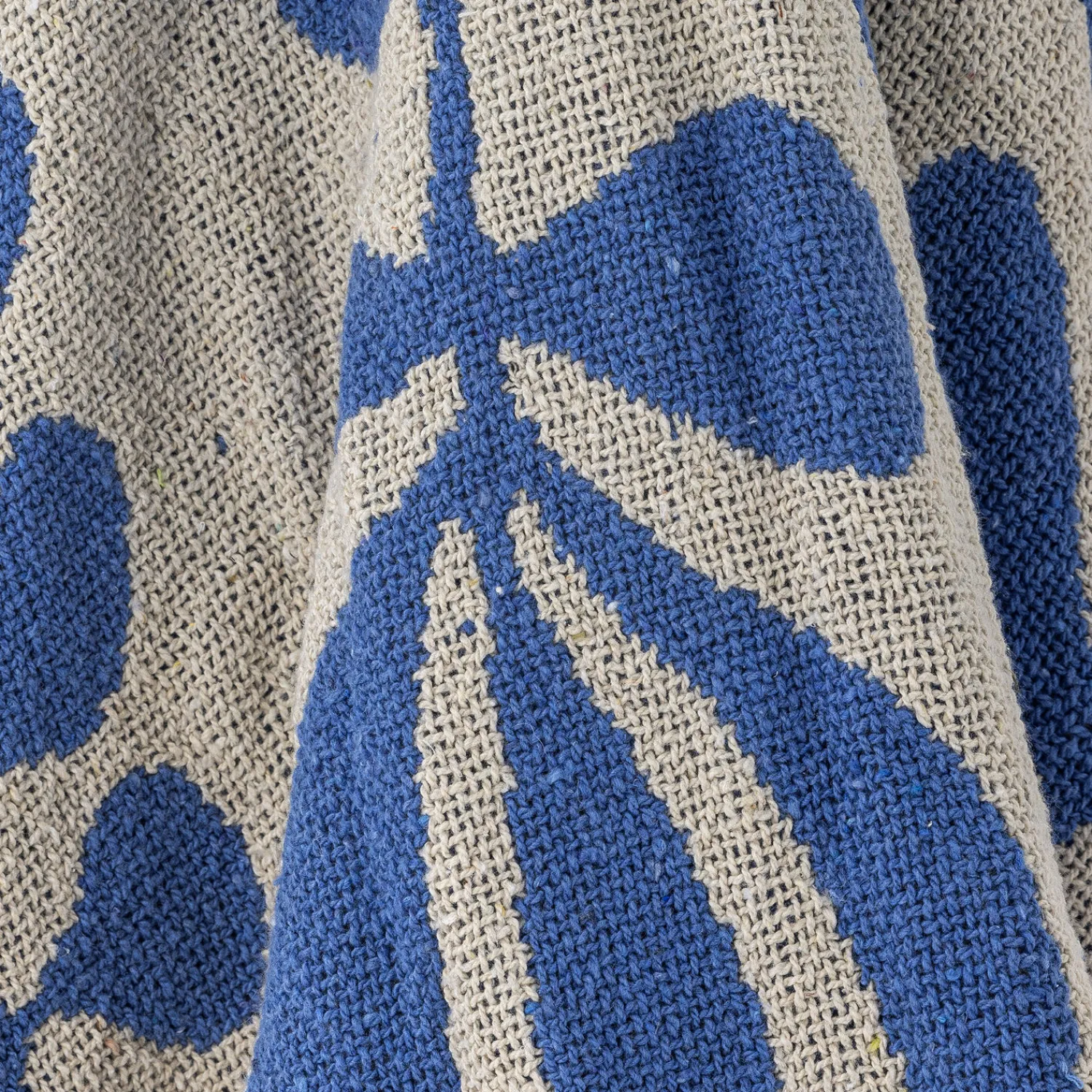 Discount Bloomingville - Nevine Plaid, Blå, Genanvendt Bomuld