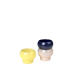 Hot Broste Copenhagen - Fyrfadsstage "Agathe" - Yellow/Blush/Blue - Sæt af 3