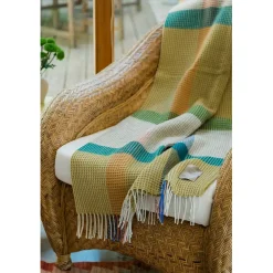 Online Burel Factory - Plaid - Waffle - Multicolor - Biogreen - 180 x 130 cm