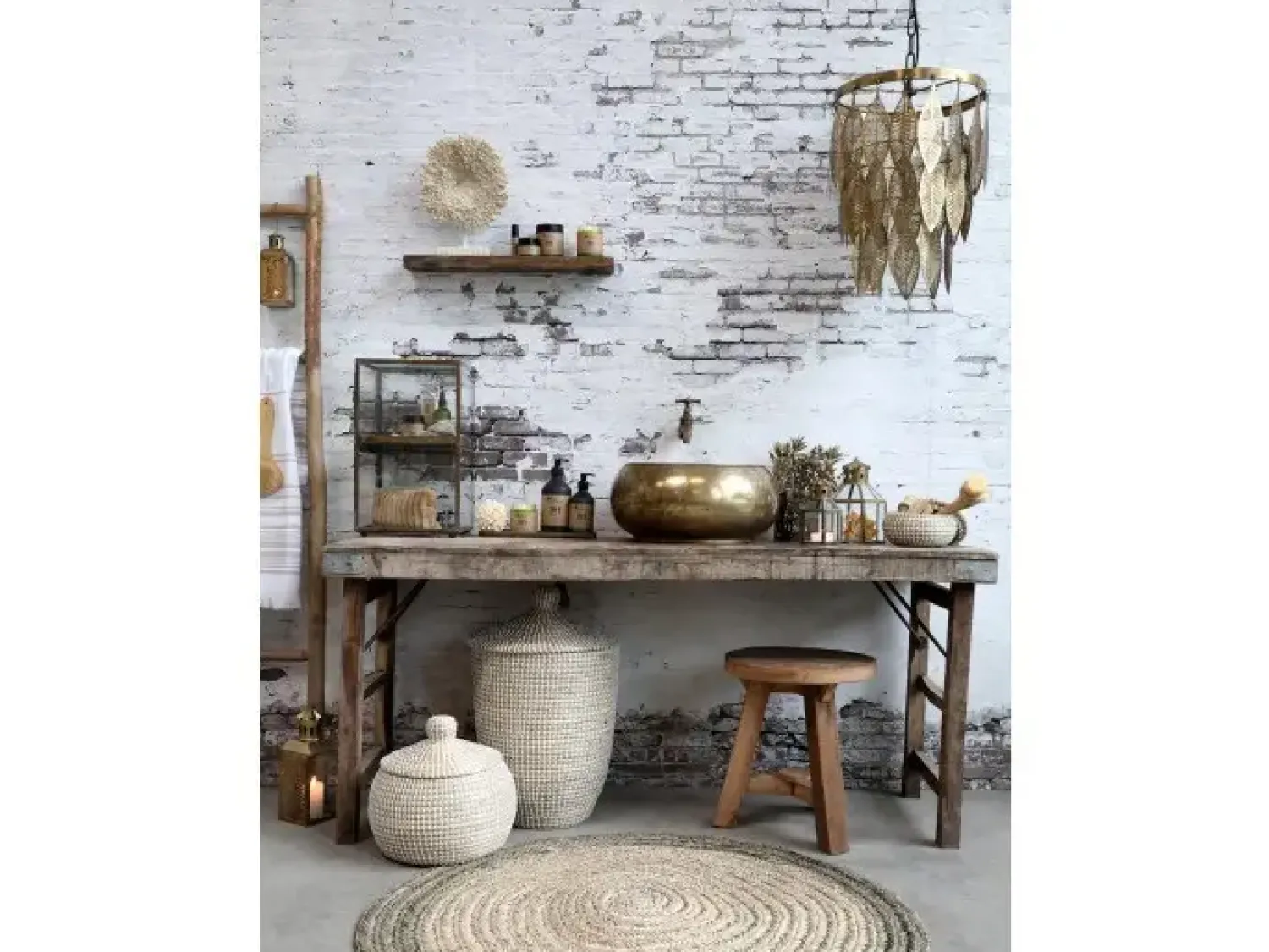 New Chic Antique - Lampe med metal dekoration - antique messing - Ø37,5