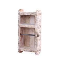 Online Chic Antique - Toiletrulleholder - Rustik i træ - 30x15x10 cm