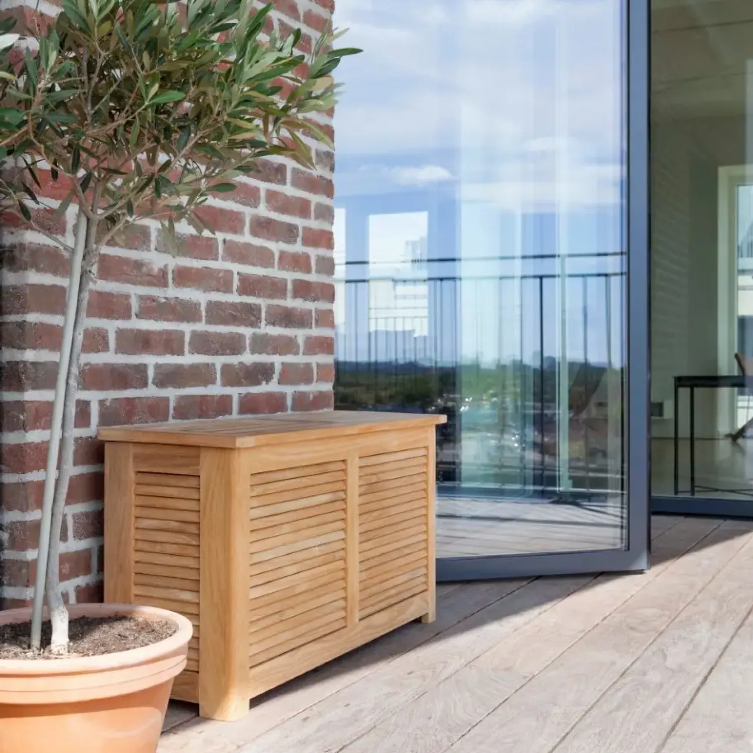 Online Cinas - Opbevaringsbænk, Teak, 90x30x48 cm