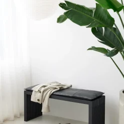 New Cinas - Rib bænk 104x35cm mahogni mat sort