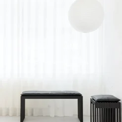 New Cinas - Rib bænk 104x35cm mahogni mat sort