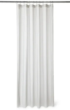 Hot Compliments - Badeforhæng - Lines shower curtain w/eyelets 220 cm - Lys grå