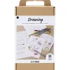 Best Creativ Company - DIY Kit Tegning, pastelfarver, Blandede figurer, 1 pk.