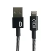 Clearance Design Letters - IPhone oplader kabel - "D" - Sort/Hvid