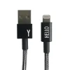 New Design Letters - IPhone oplader kabel - "Y" - Sort/Hvid