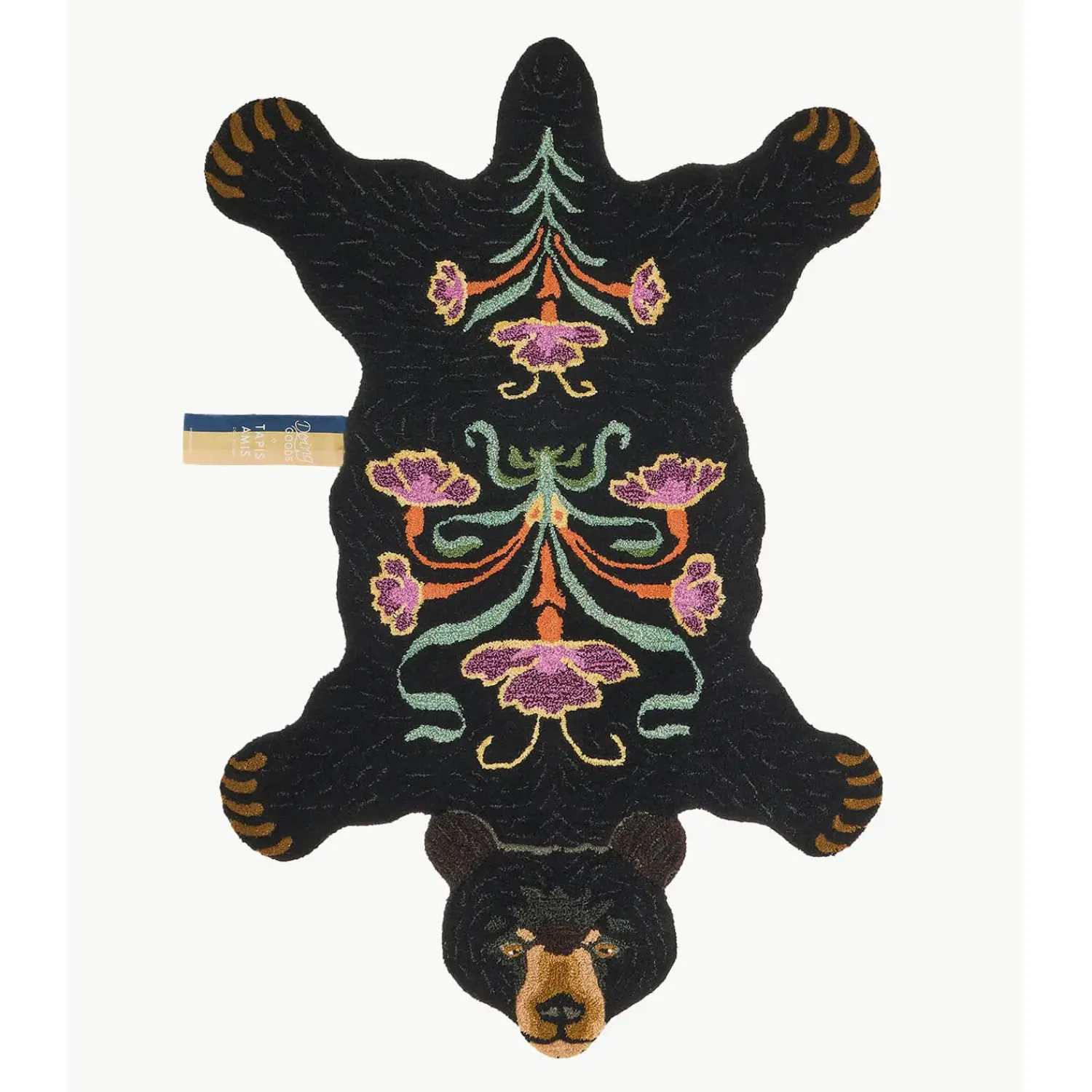 Best Doing Goods - Sort bjørne tæppe - Blooming Black Bear - Large - 143x97 cm
