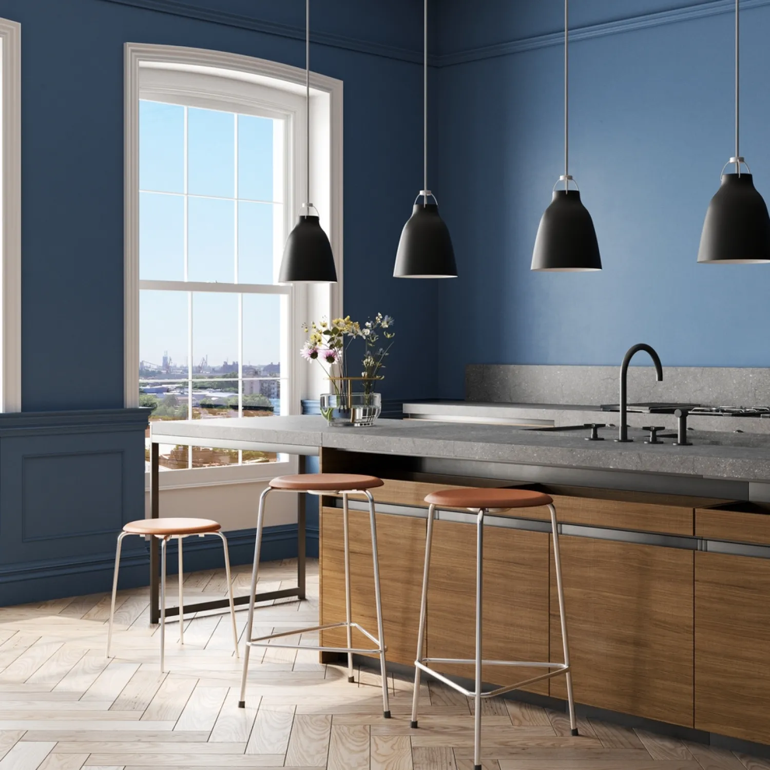 Outlet Fritz Hansen - Loftlampe - Caravaggio™ Matt - Sort - P2 Medium