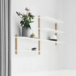 Online Gejst - NIVO B væghylde - Hvid - Lys Eg - 59x118x15 cm