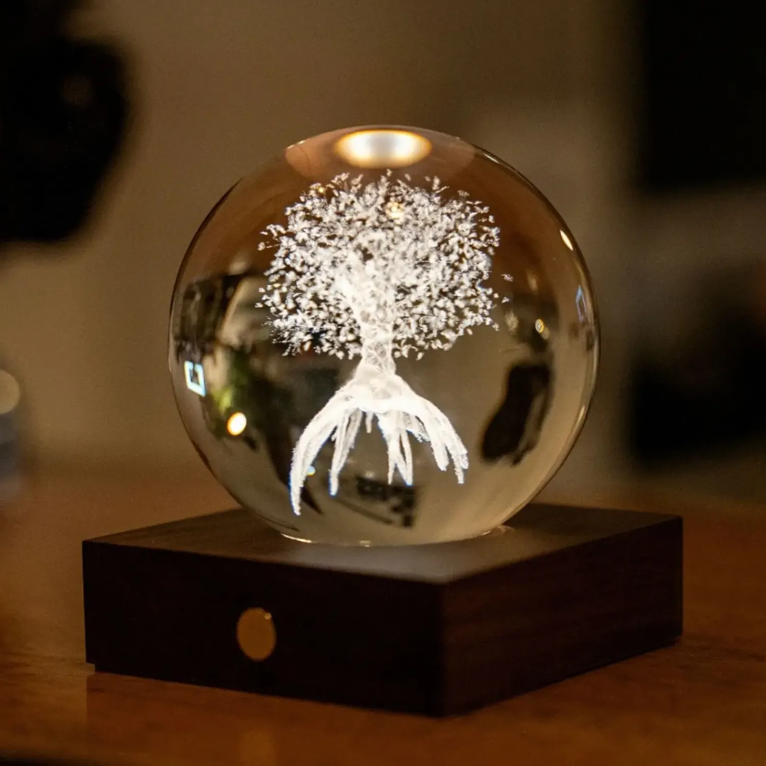 Best Gingko - Amber Crystal Light Bordlampe - 3D Tree of Life