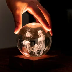 Discount Gingko - Amber Crystal Light Bordlampe - 3D Jelly Fish
