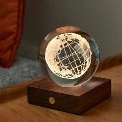 Gingko - Amber Crystal Light - World Globe