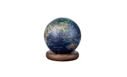 Gingko - Atlas Globe Lamp - Darkblue Mini Walnut base