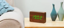 Discount Gingko - Brick Click Clock Walnut / Green LED