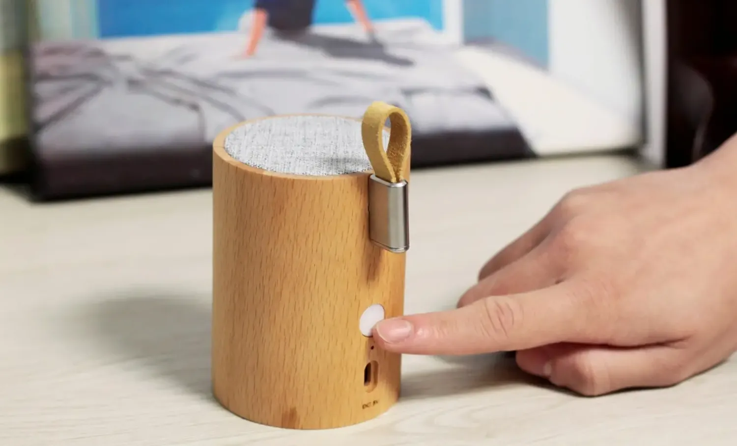 Online Gingko - Drum Light Bluetooth Speaker Natural Bamboo Wood