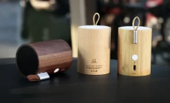 Online Gingko - Drum Light Bluetooth Speaker Natural Walnut Wood