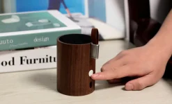 Online Gingko - Drum Light Bluetooth Speaker Natural Walnut Wood