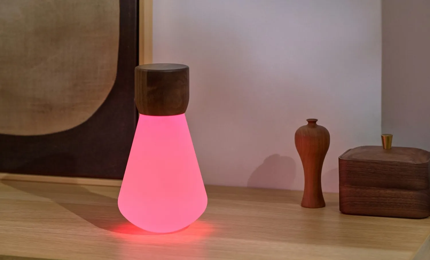 Clearance Gingko - Pentagon Light bulb Lamp Large Natural Walnut Wood
