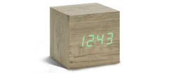Best Gingko - Wooden Cube Click Clock Ash / Green LED