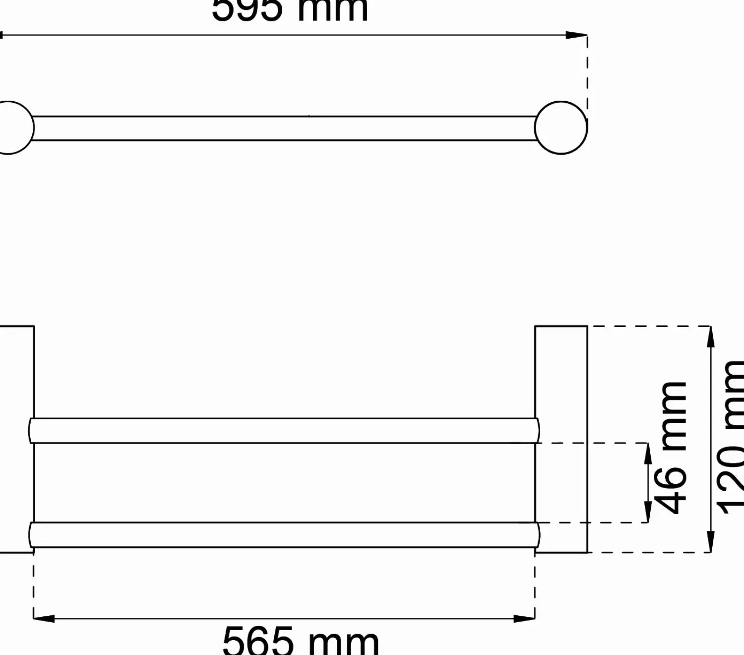 Outlet Habo - Håndklædestang dobbelt 1368 - Krom - B: 59,5 cm