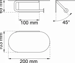 Discount Habo - Toiletrulleholder med hylde - Selvklæbende - Hazel - Sort