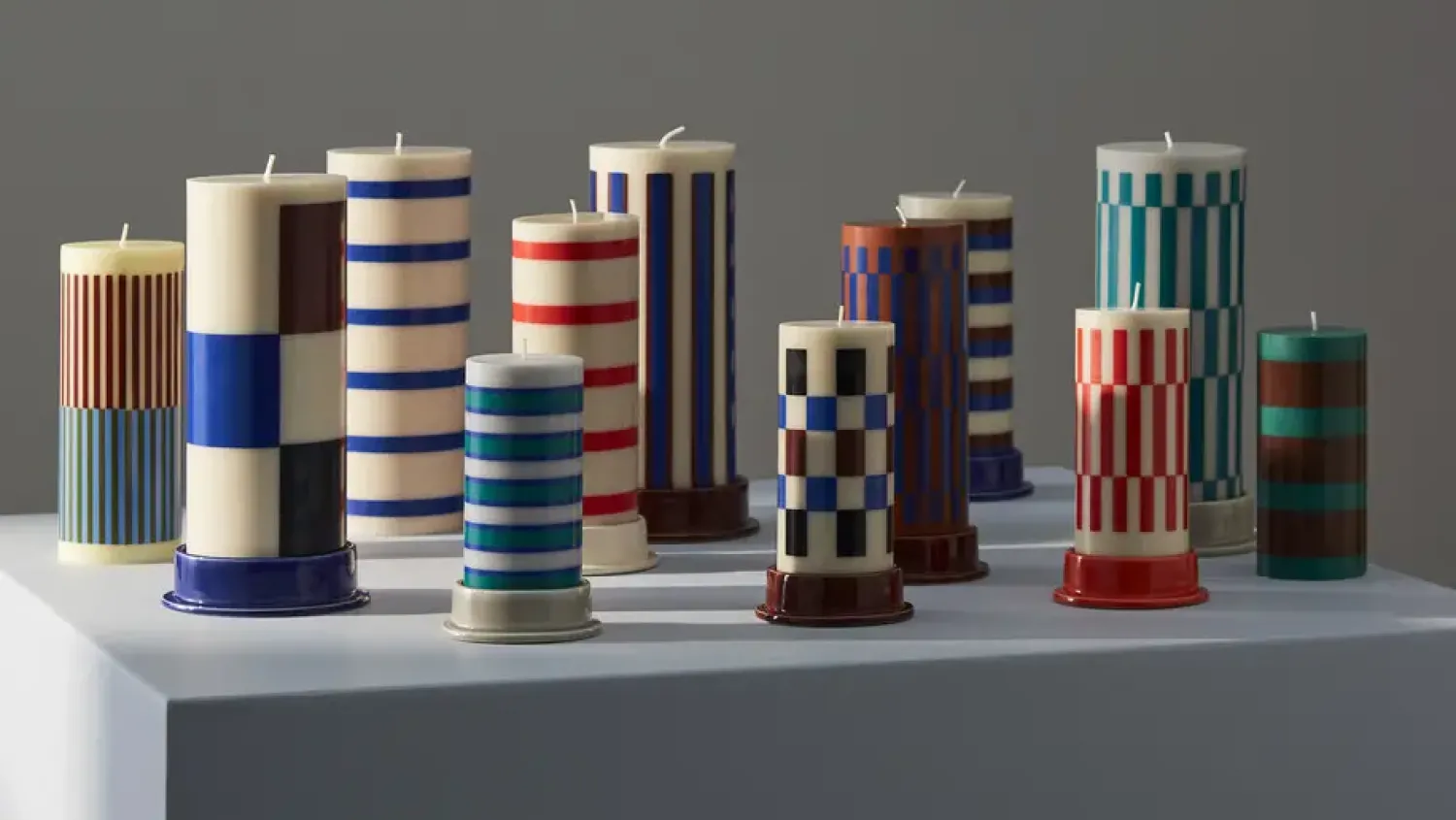 Best Hay - Bloklys - Column - Large - Light Pink, Bordeaux & Dark Blue