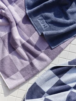 Sale Hay - Check Bath Towel (Organic) - W70 x L136 - Steel Blue - Steel blue - 669