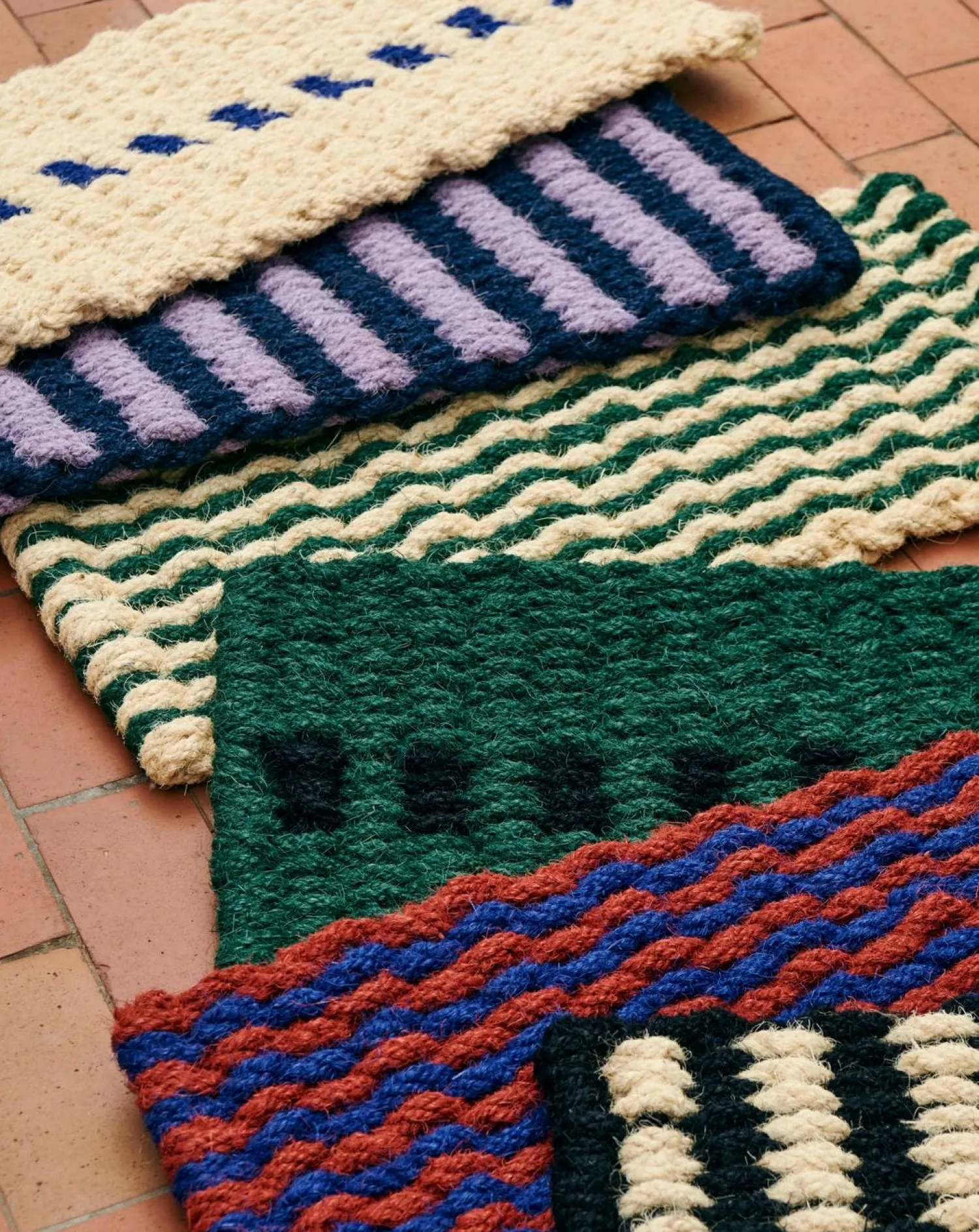 Outlet Hay - Coco Door Mat - Dot - White & Blue - White and blue - 619