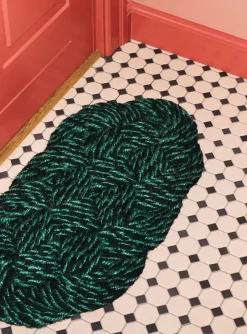 Hot Hay - Coco Door Mat - Swirl - Green and black