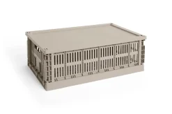 Hay Colour Crate Lid Plastic - Large - Warm grey