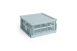 Outlet Hay Colour Crate Lid Plastic - Medium Square / Cube - Dusty blue