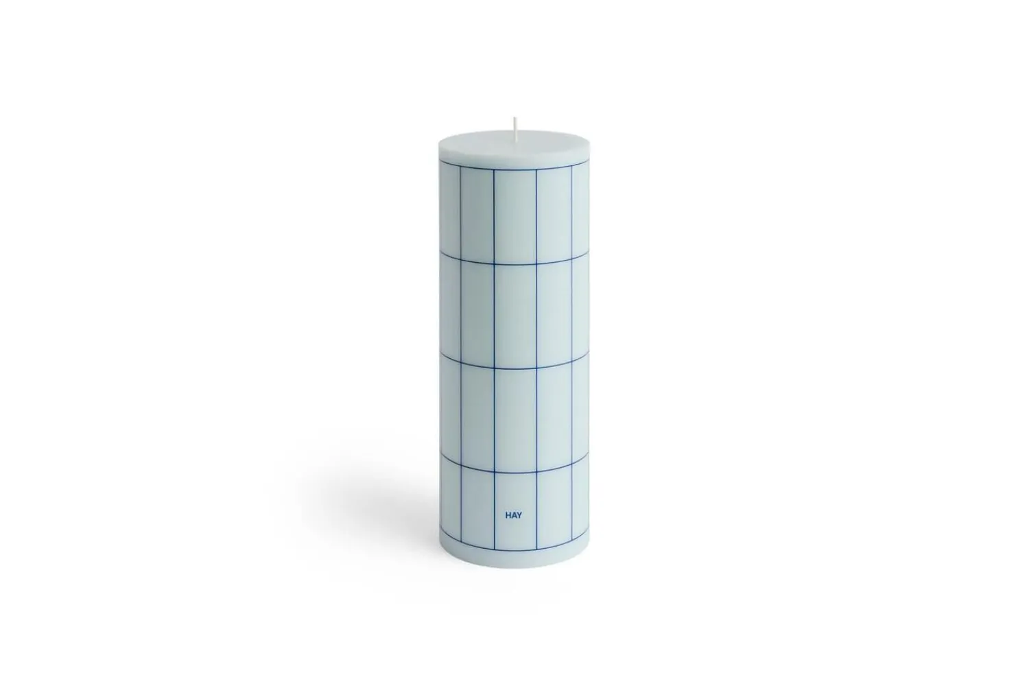 Best Hay - Column Candle - Light blue with blue grid check