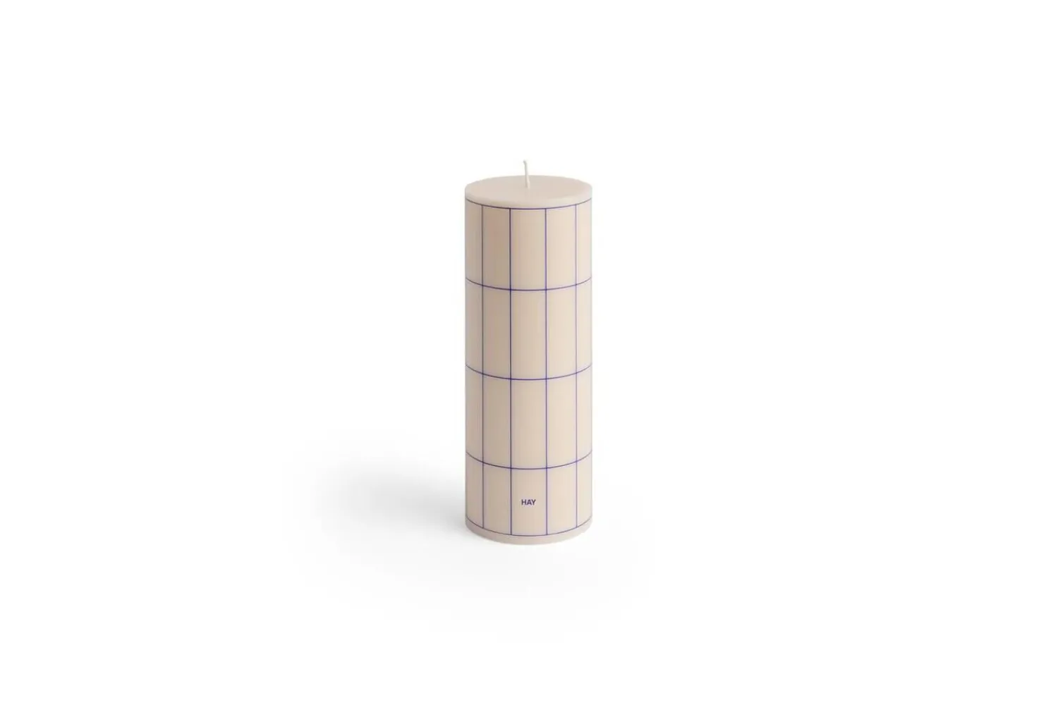 Online Hay - Column Candle - Off-white with blue grid check