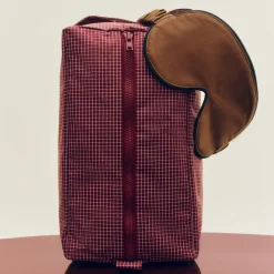 Hot Hay - Grid Wash Bag - Medium - Burgundy