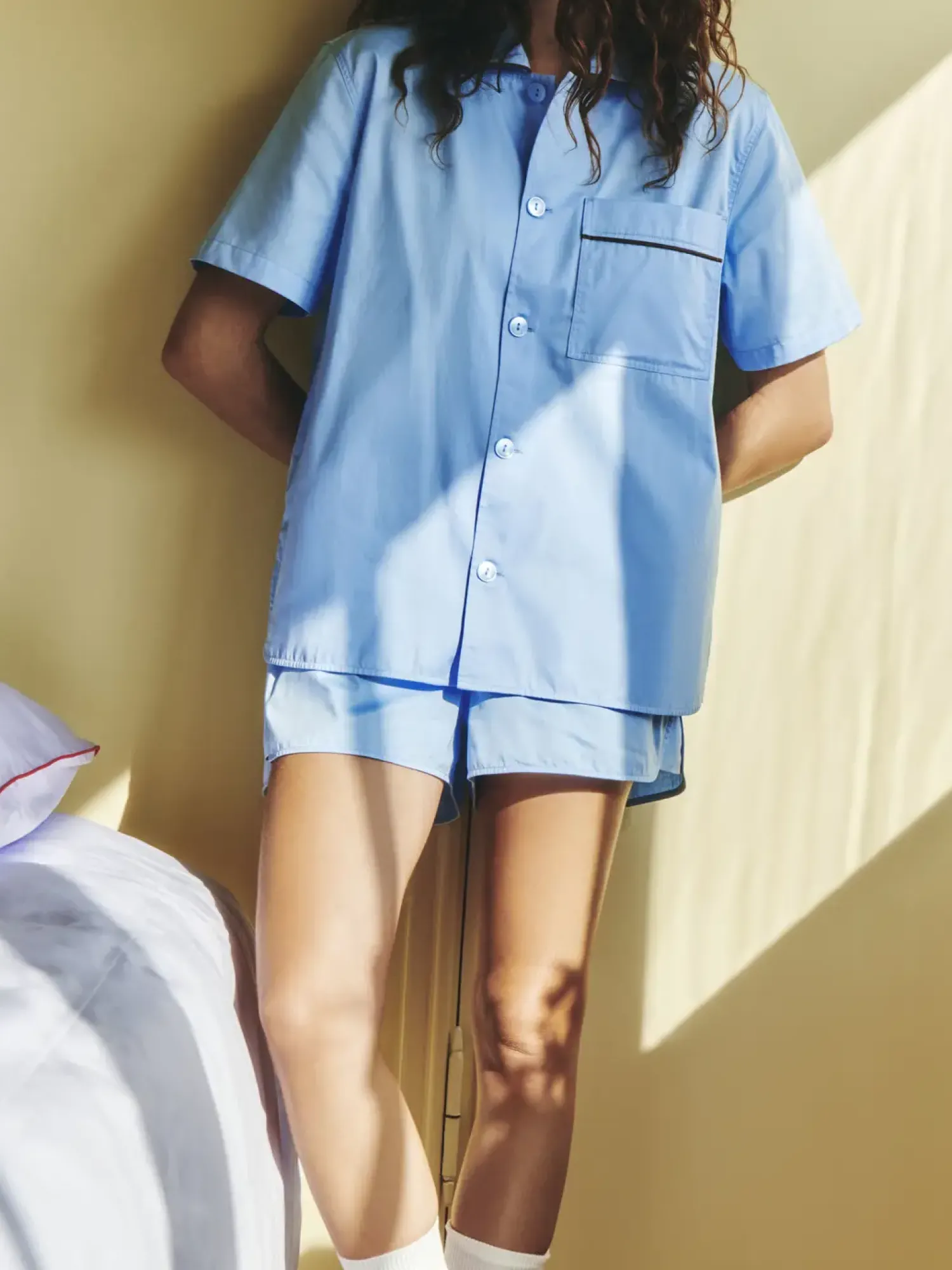 Clearance Hay - Outline Pyjama - Kortærmet Shirt - S/M - Soft Blue