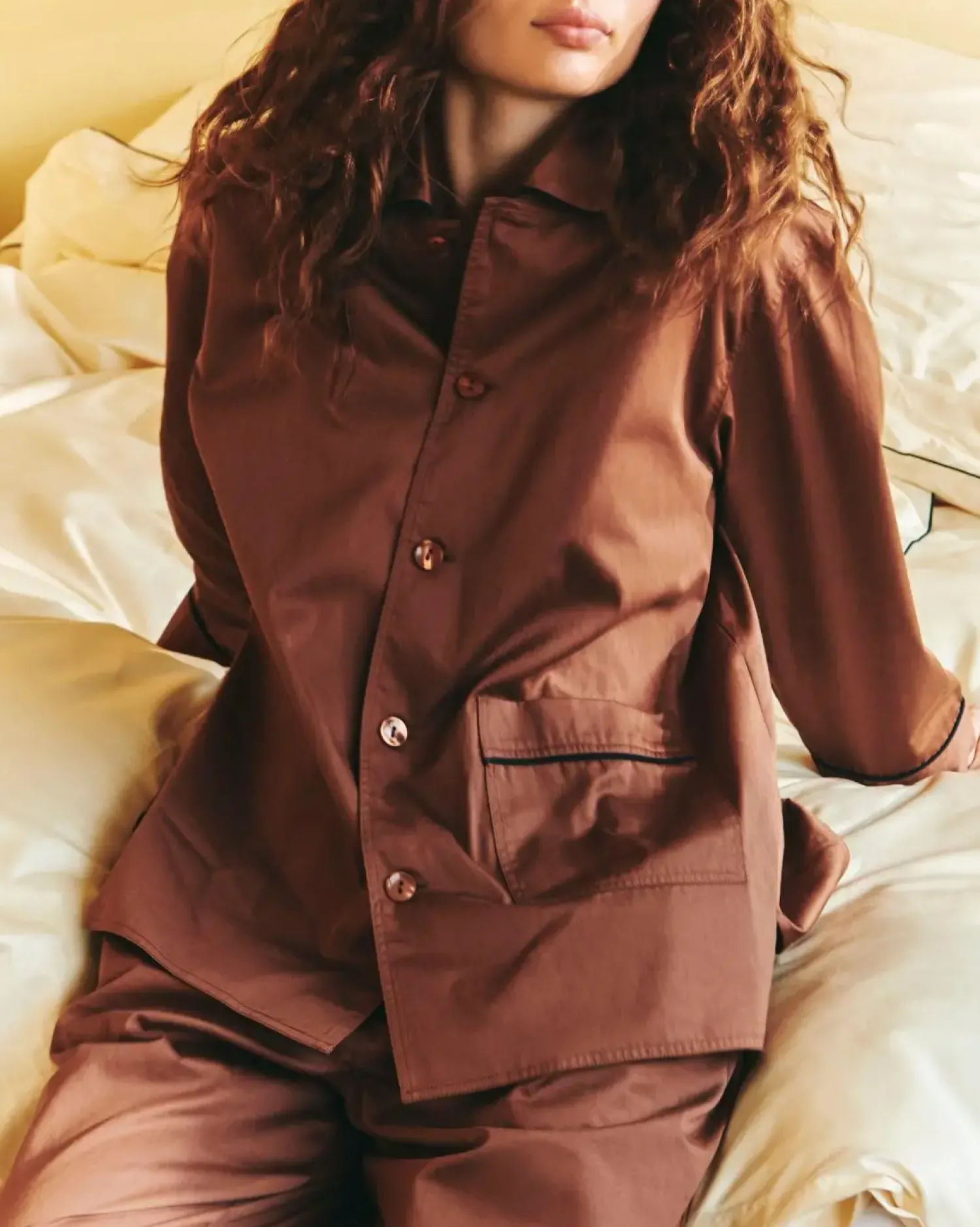 Sale Hay - Outline Pyjama - Langærmet Shirt - S/M - Milk Chocolate