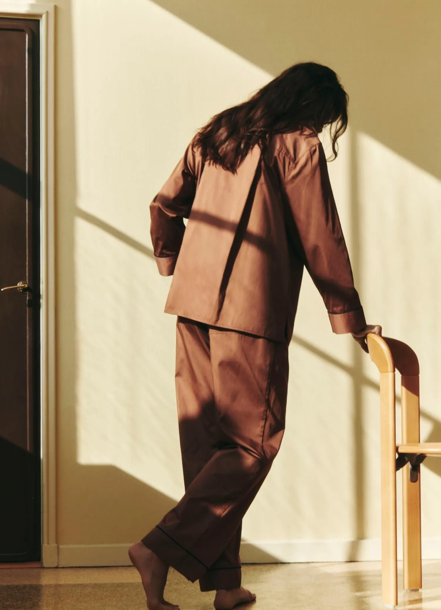 Sale Hay - Outline Pyjama - Langærmet Shirt - S/M - Milk Chocolate