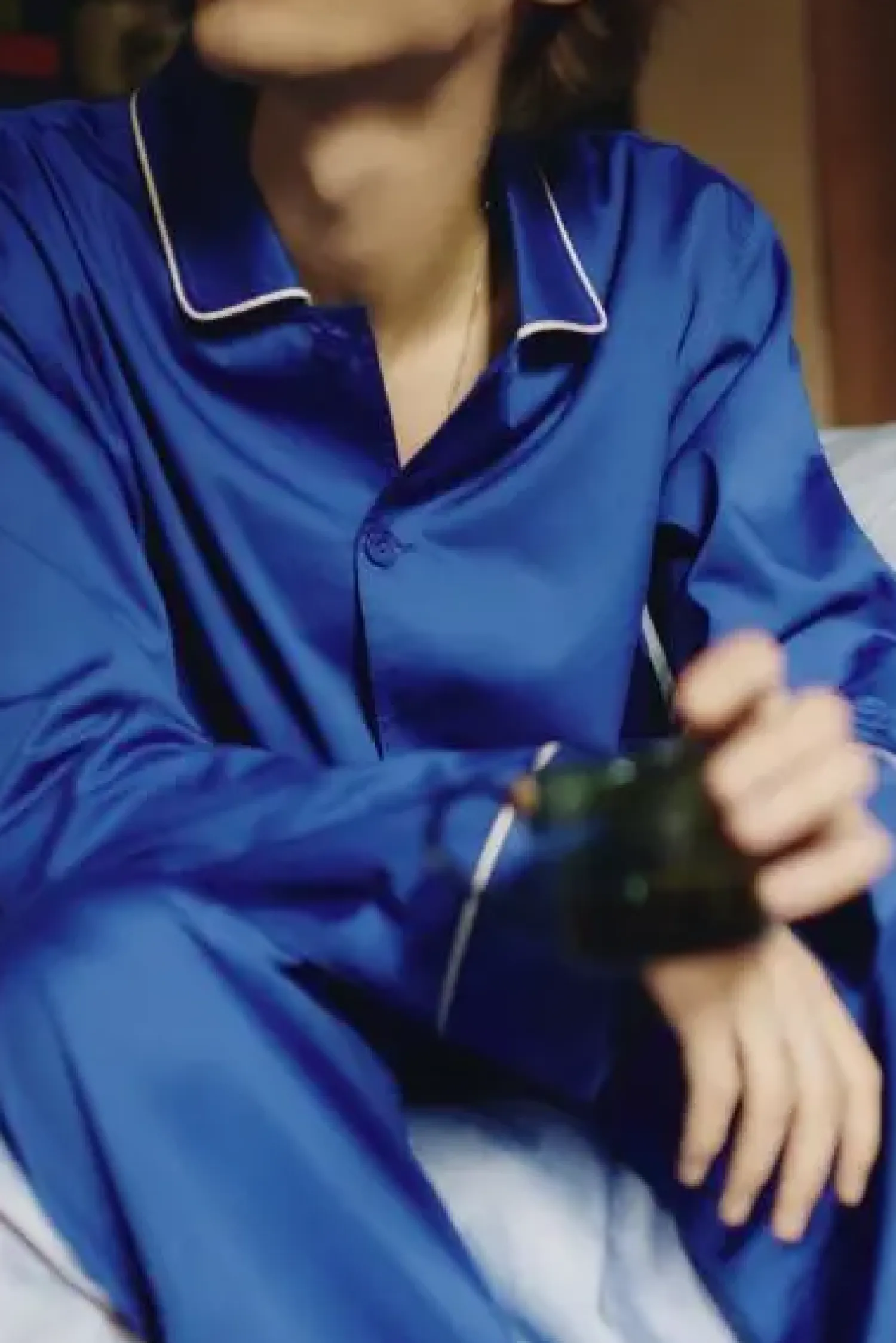 New Hay - Outline Pyjama - Langærmet Shirt - S/M - Vivid Blue