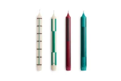 Sale Hay - Pattern Candle - Greens and bordeaux, Set of 4