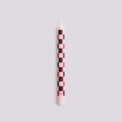 Hot Hay - Pattern Candle - Light pink, bordeaux, red and silver checks