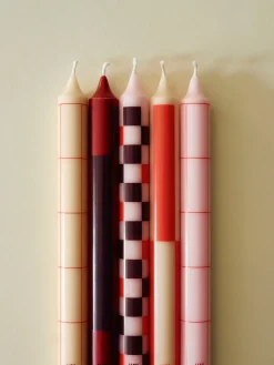Sale Hay - Pattern Candle - Off-white, green, bordeaux and silver