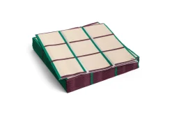 Clearance Hay - Pattern Napkins - Off-white, silver and green braid check - Lunch